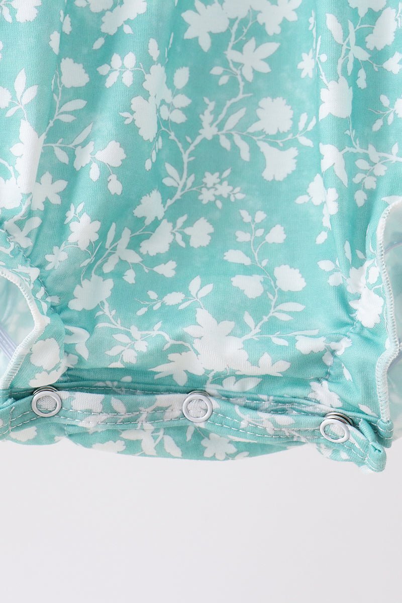 Sage Floral Smocked Bubble - Abbies Place