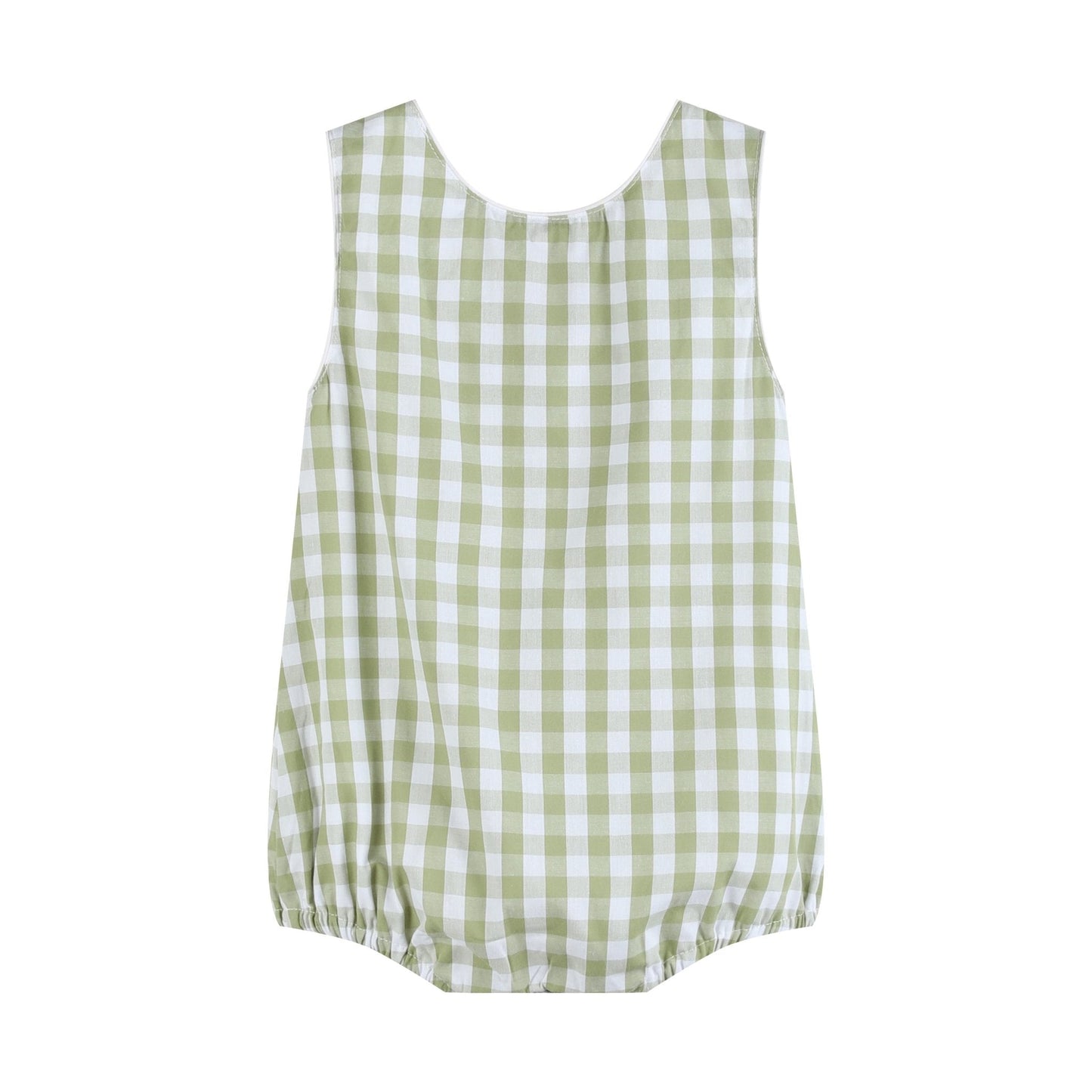 Sage Green Gingham Classic Bubble Romper - Abbies Place