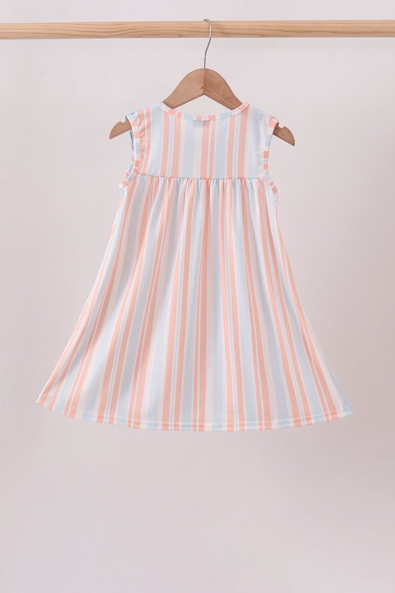 Seashell Stripe Embroidered Dress - Abbies Place