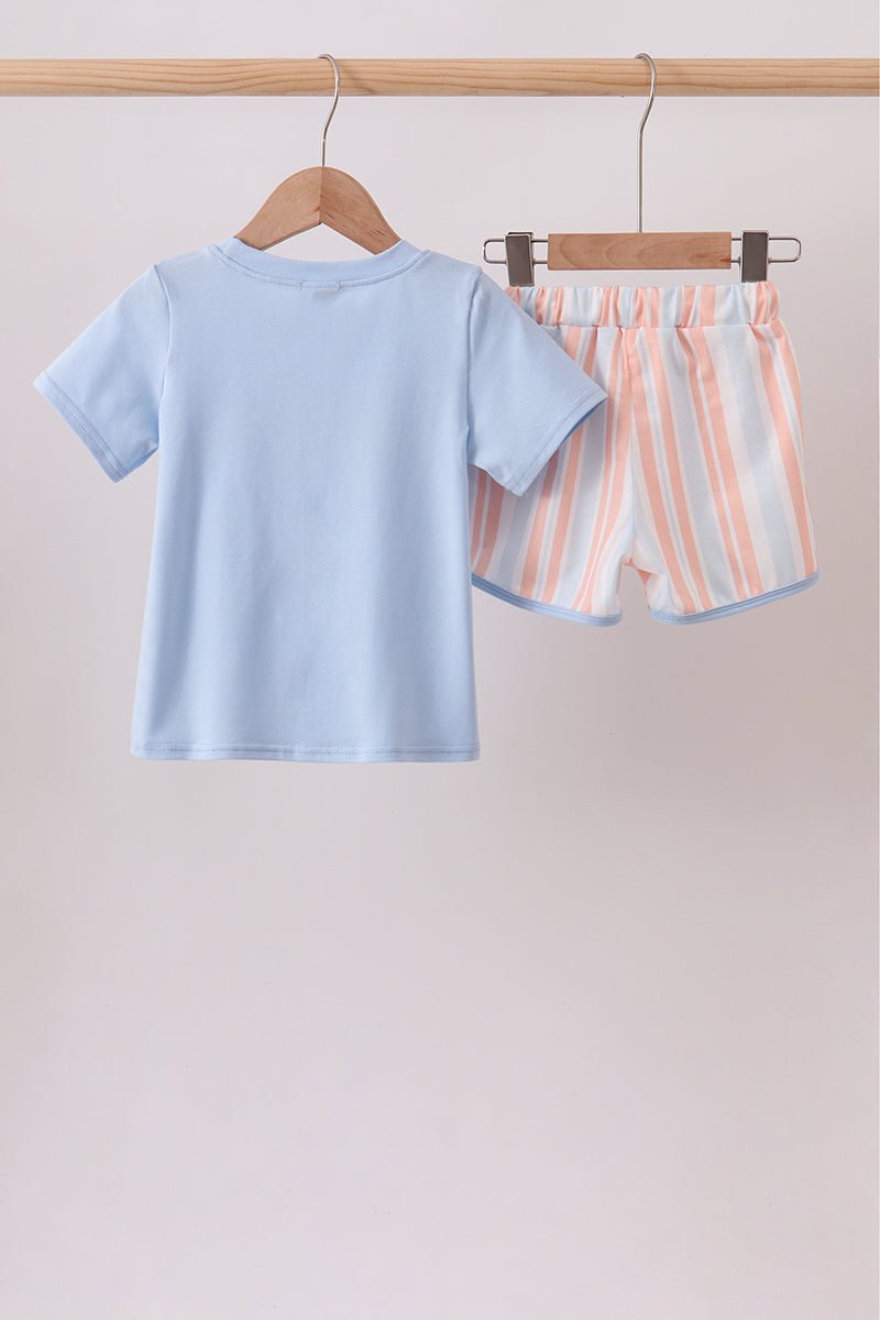 Seashell Stripe Embroidered Set - Abbies Place