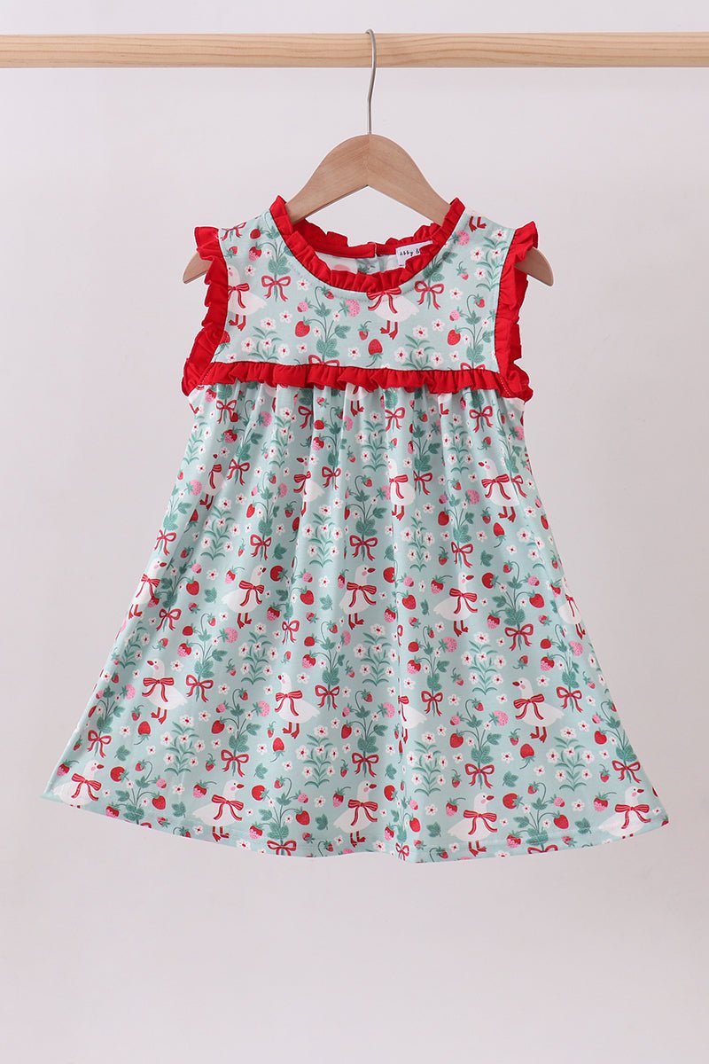 Strawberry Goose Ruffle Ruffle Dress - Abbies Place