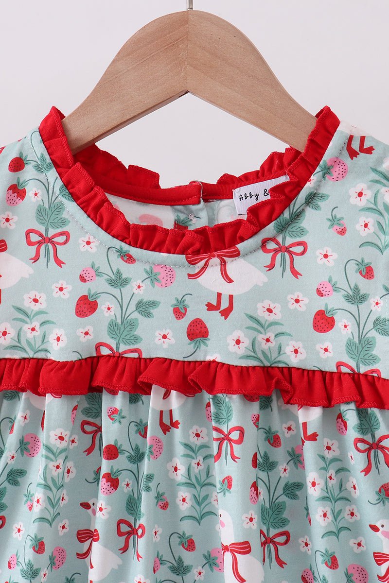 Strawberry Goose Ruffle Ruffle Dress - Abbies Place