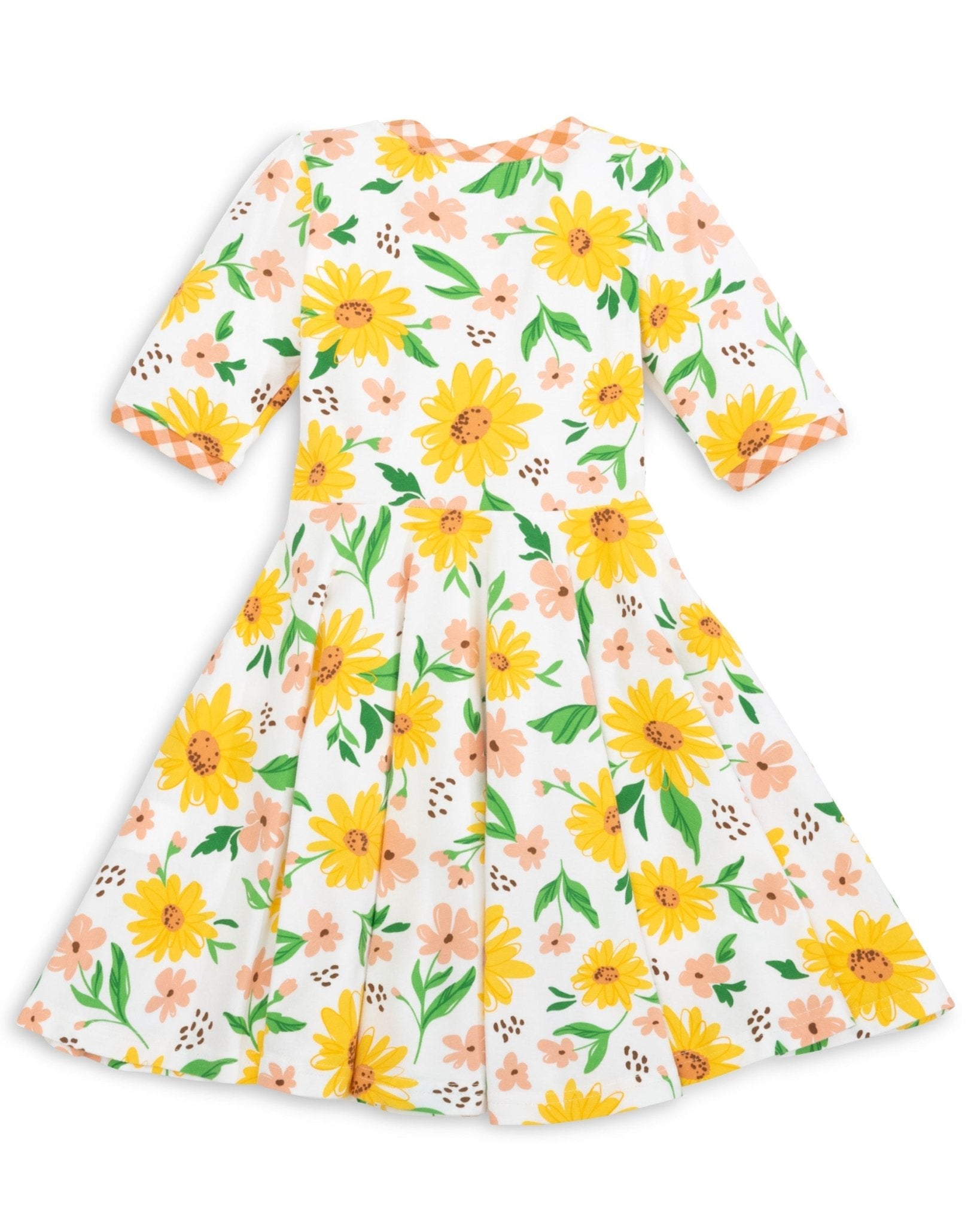 Sunflower Evenings Floral Print Knit Swing Dress with Pockets - Abbies Place