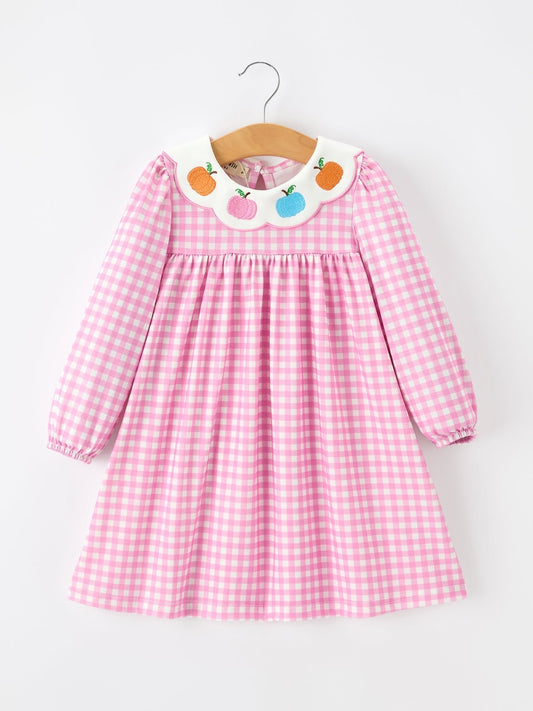 Thanksgiving Halloween Pumpkin Embroidery Girls Dress - Abbies Place