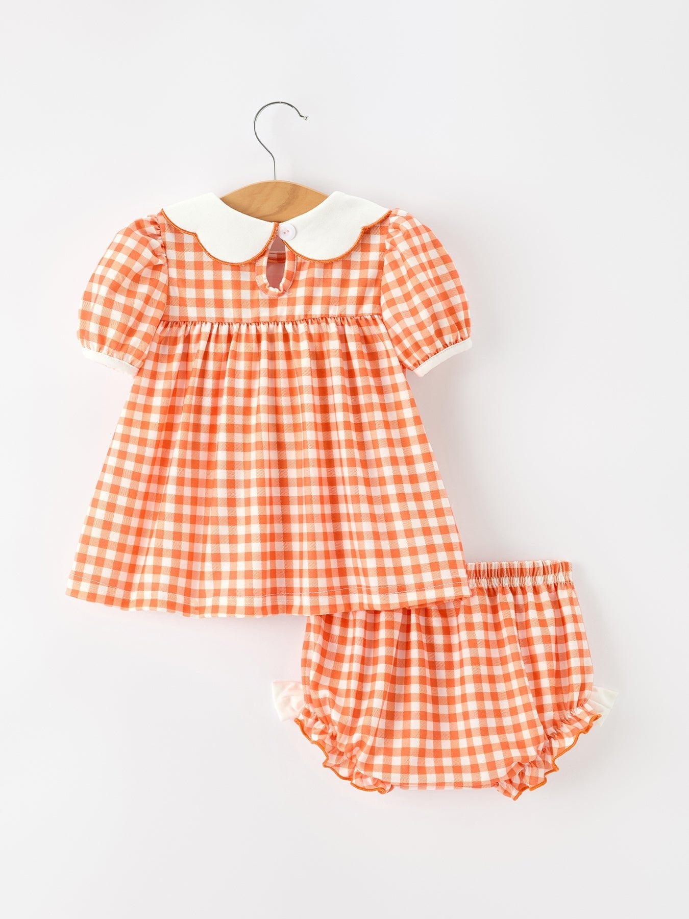 Thanksgiving Halloween Pumpkin Puff Sleeve Girls Bloomer Set - Abbies Place