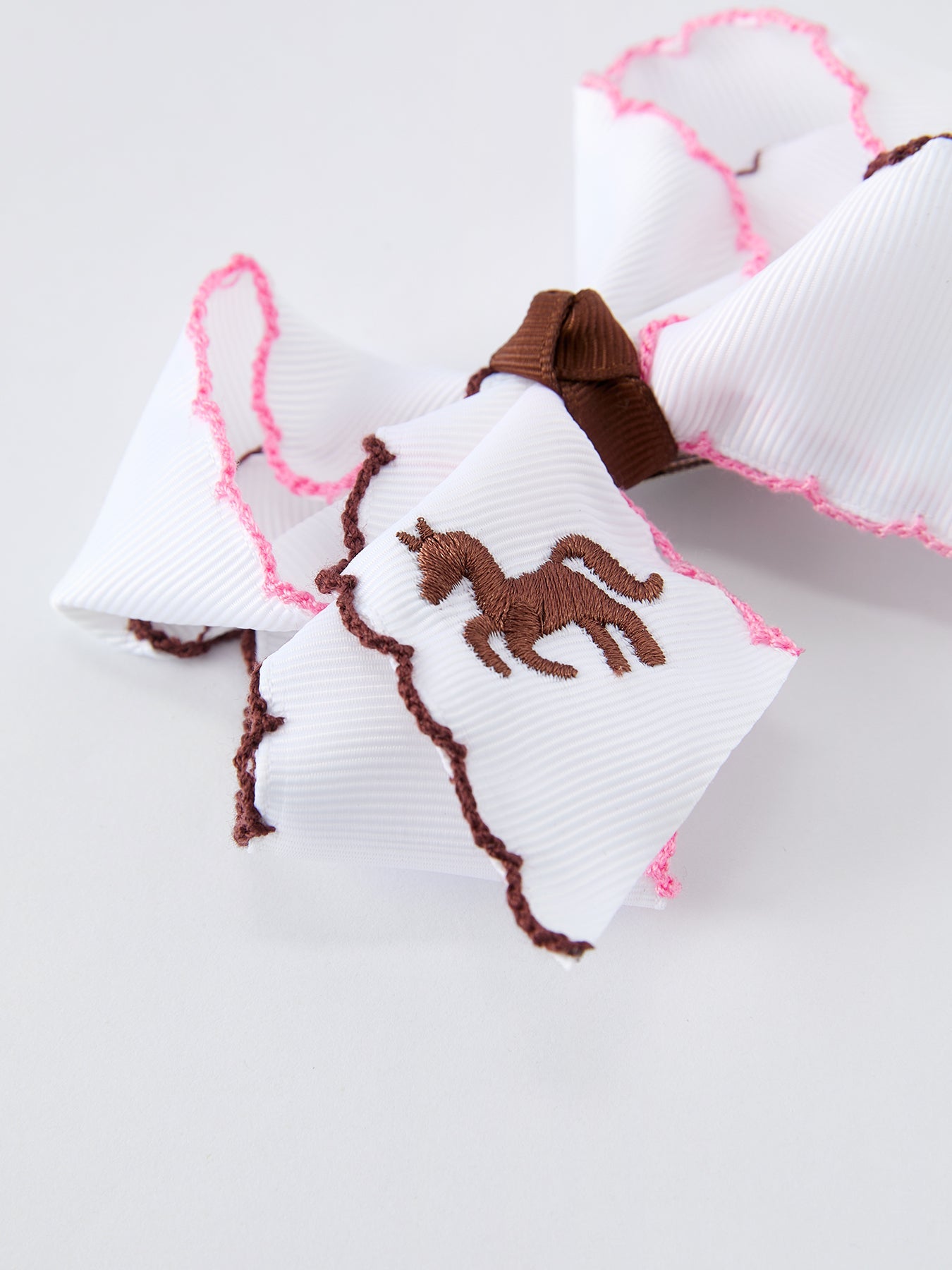 Western Horse Embroidery Ruffle Edge Girls Hairpin 4 Inch - Abbies Place