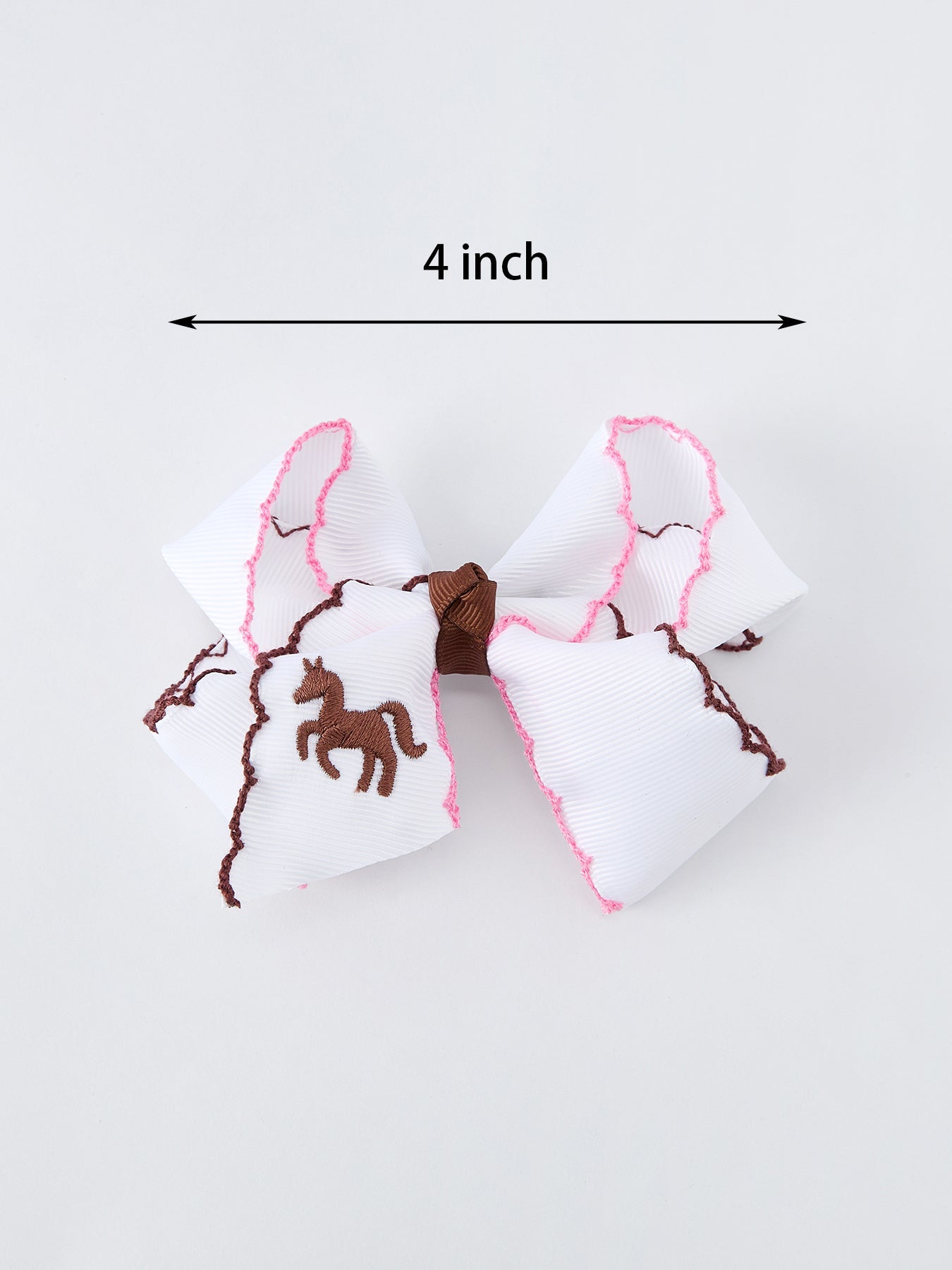 Western Horse Embroidery Ruffle Edge Girls Hairpin 4 Inch - Abbies Place
