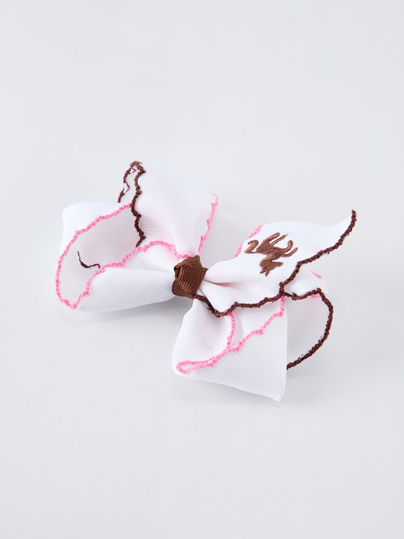 Western Horse Embroidery Ruffle Edge Girls Hairpin 4 Inch - Abbies Place