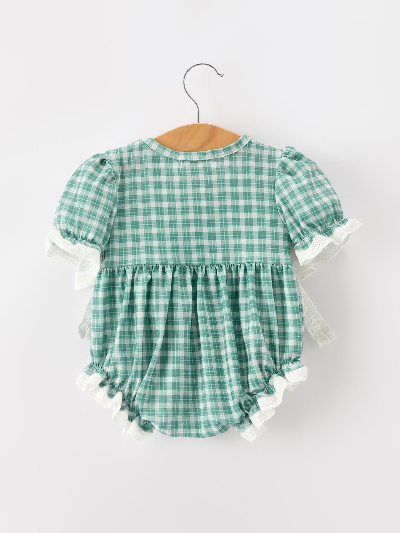 Western Plaid Horse Embroidered Girl Bubble Romper - Abbies Place
