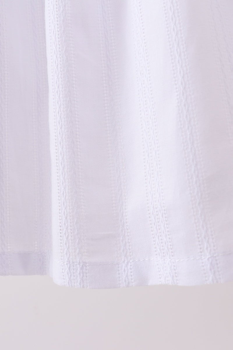 White Bow Smocked Jacquard Dress - Abbies Place