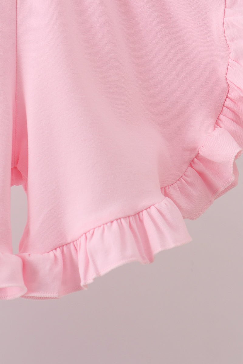 White Bow Smocked Jacquard Ruffle Shorts Set - Abbies Place
