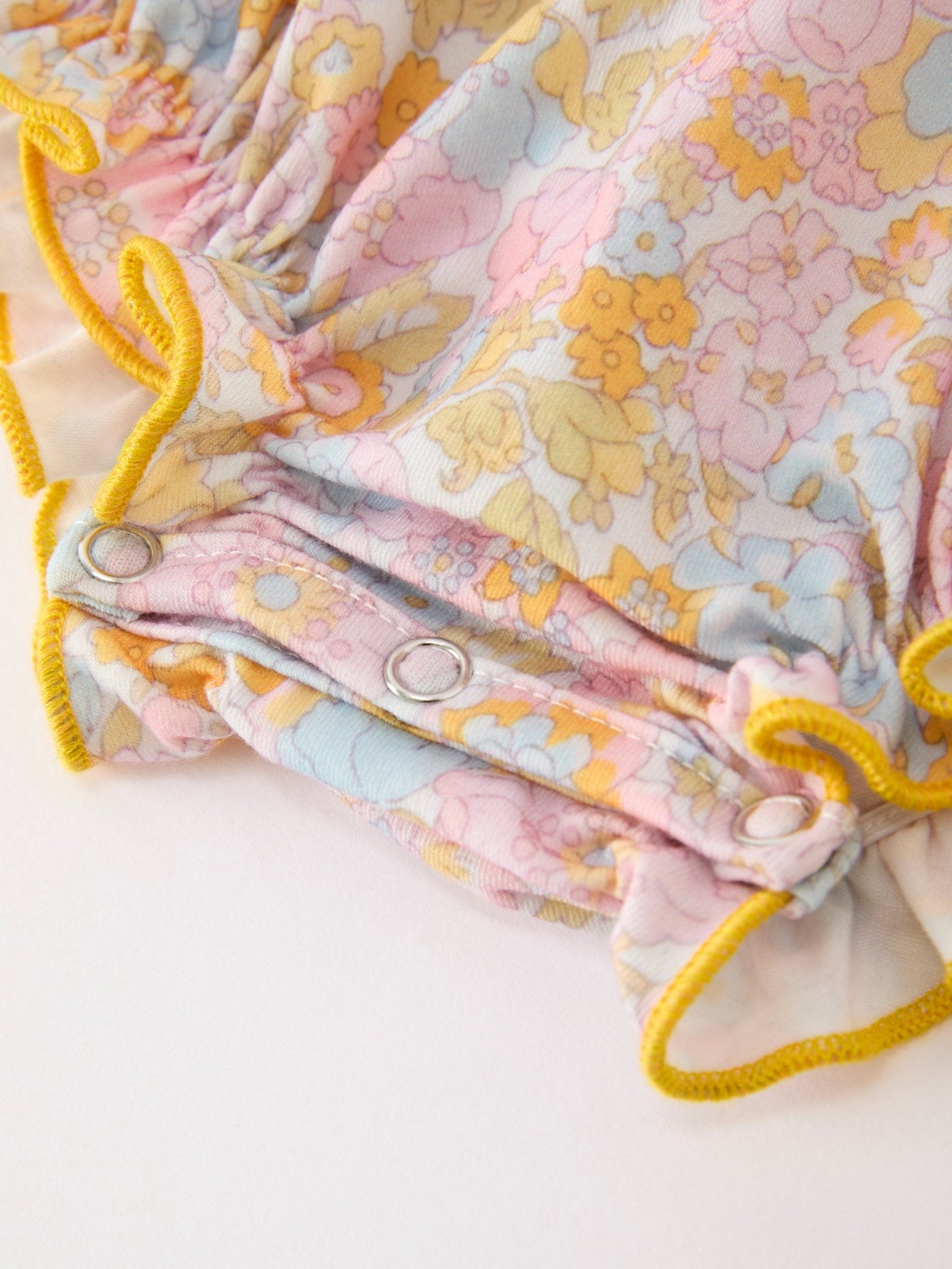 Yellow Bow Smocked Floral Baby Bubble - Abbies Place
