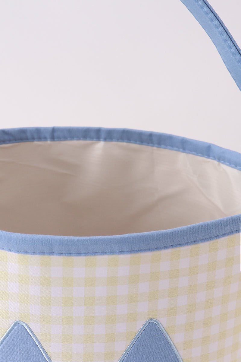 Yellow Pumpkin Applique Gingham Basket - Abbies Place